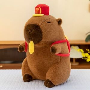 Extra Large 16"H Capybara Plush Eating Fries 🍟 Backpack Bag McDonald's Hat NEW